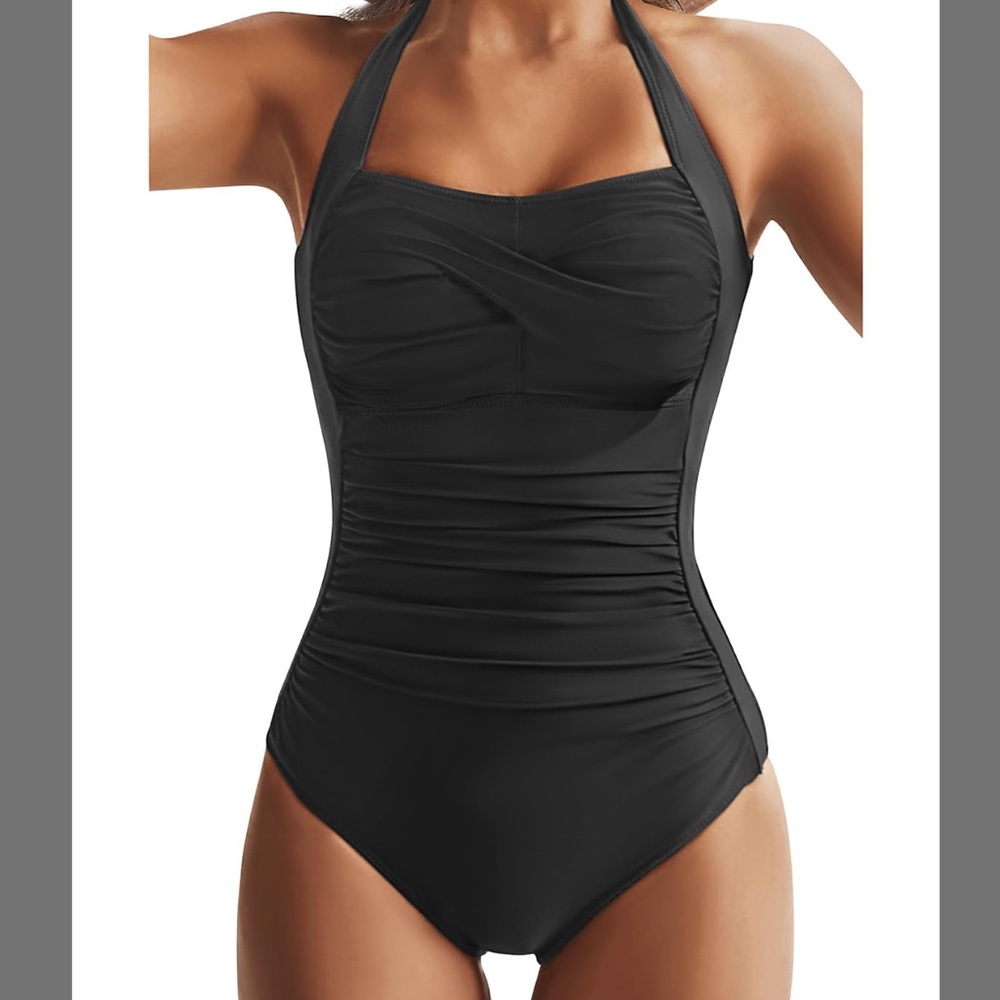 Tempt Me Women Black Tummy
Control One Piece Swimsuits size small
